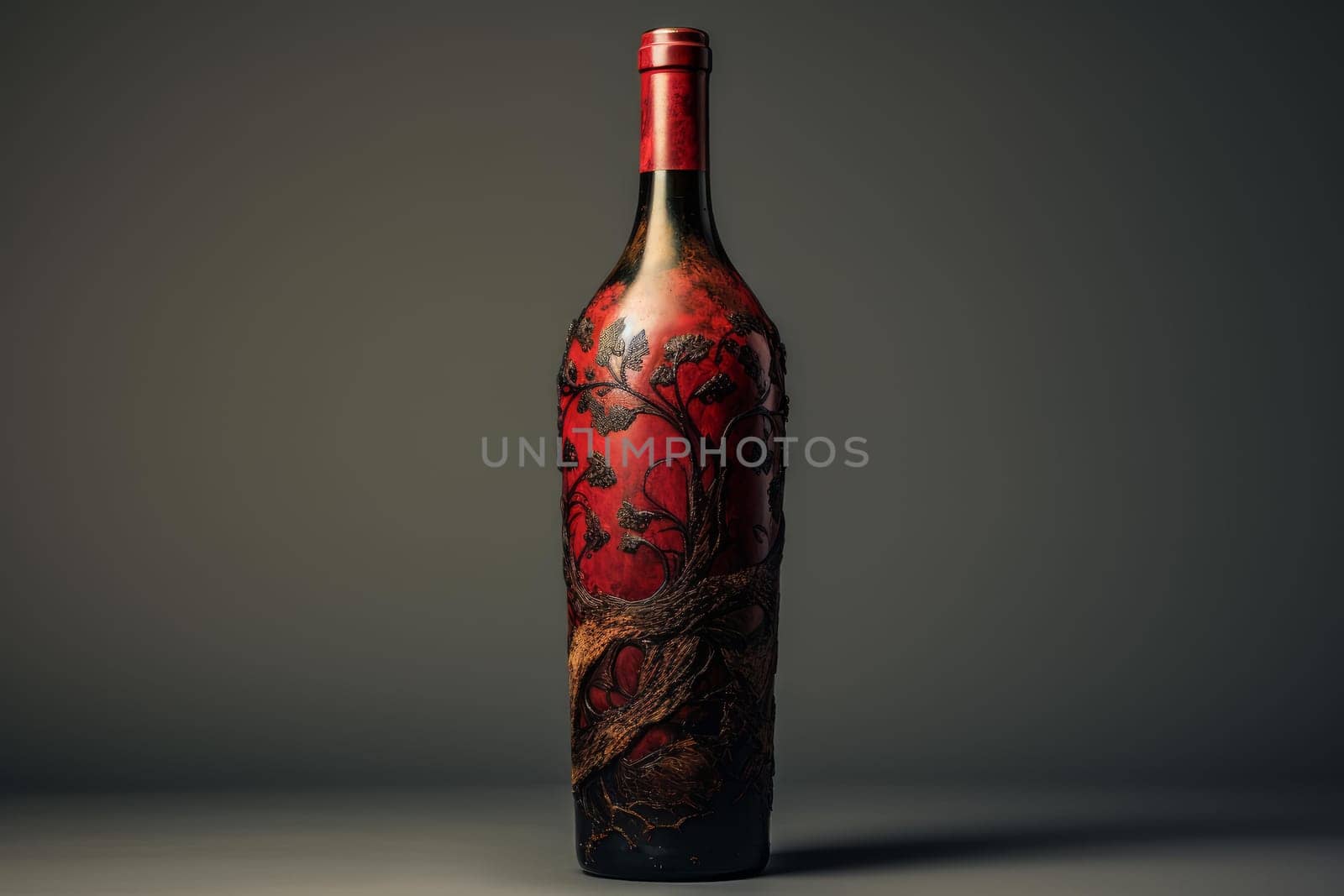 Red wine bottle. Party liquid. Generate Ai