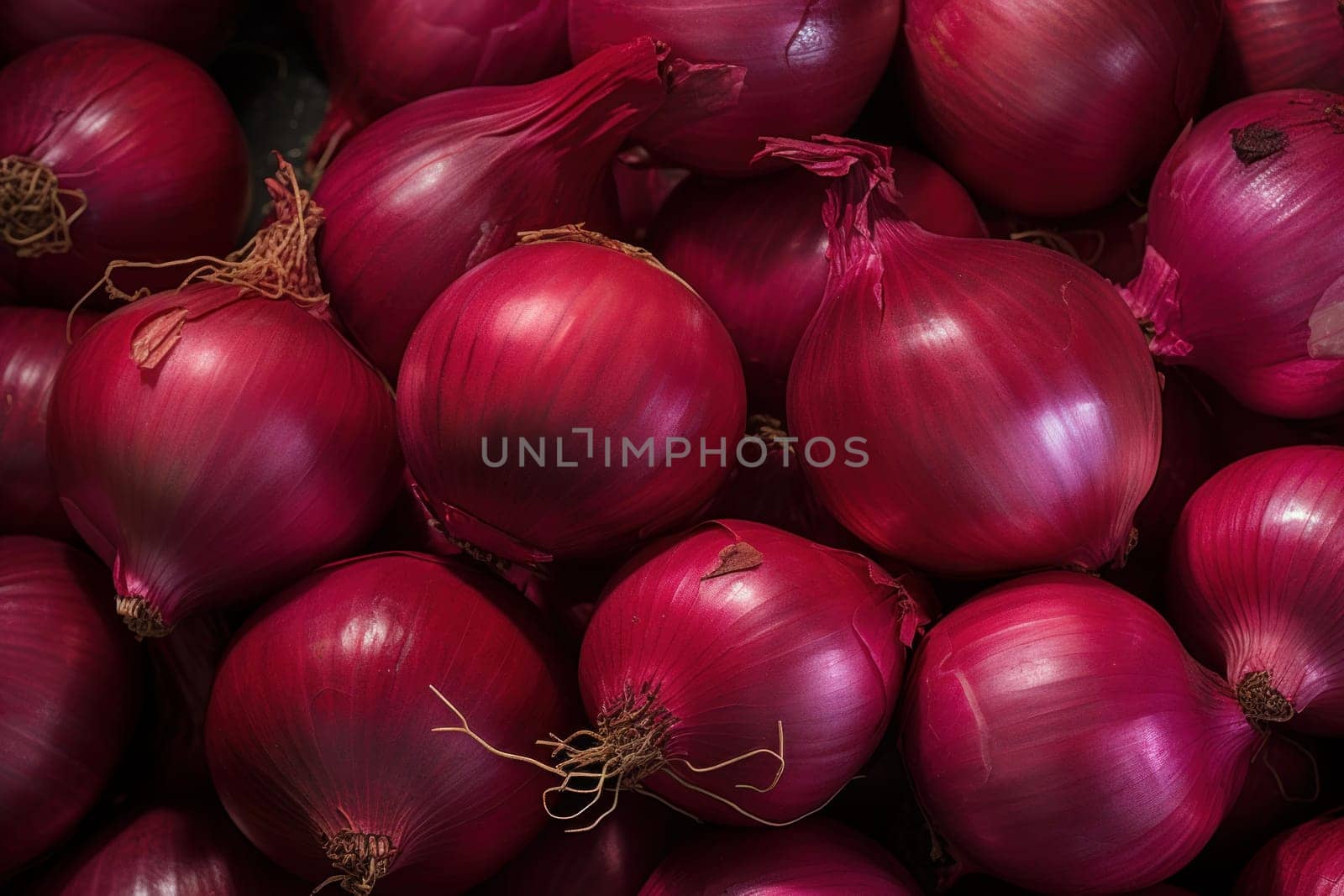 Red onions top view. Purple plant. Generate Ai