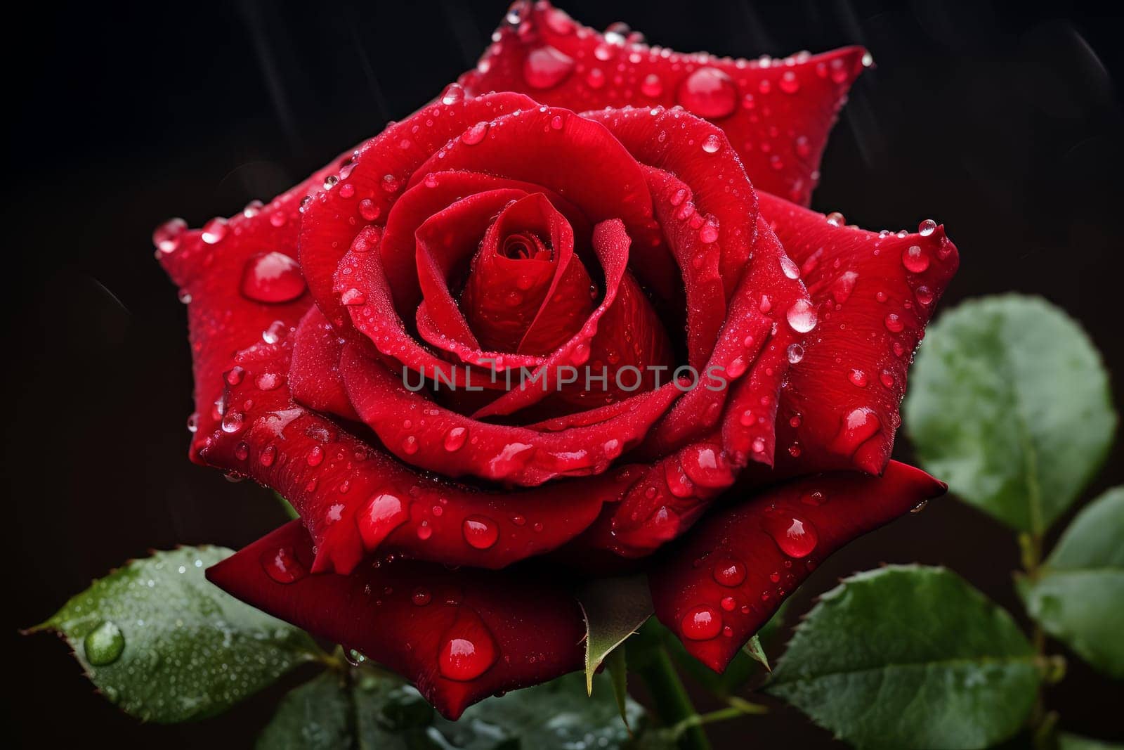 Red rose flower plant summer. Holiday natural flora object green. Generate Ai