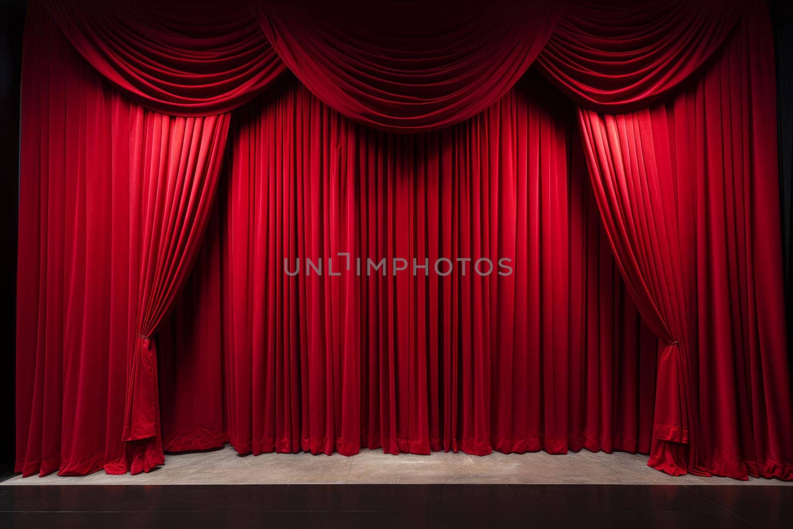 Red stage curtains. Movie cinema. Generate Ai
