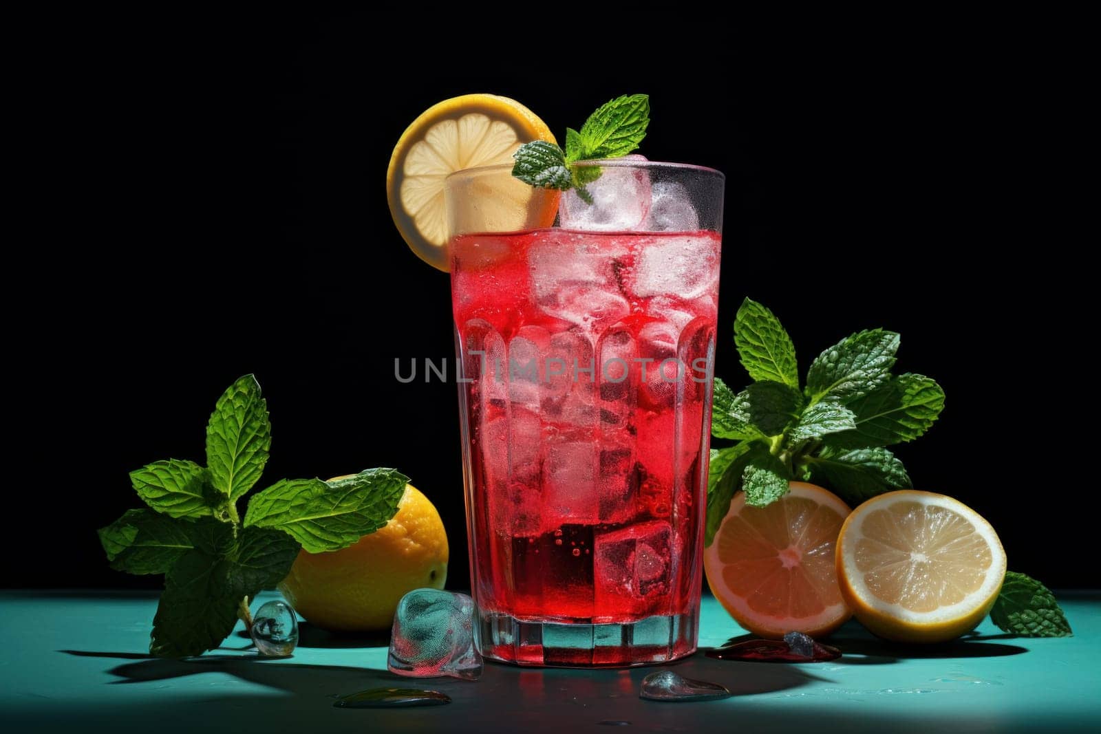 Refreshing cool drink. Glass juice. Generate Ai