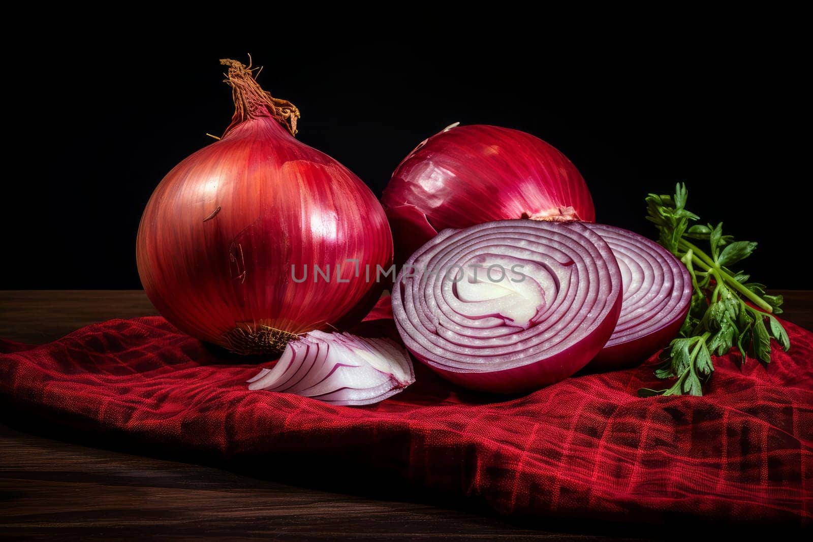 Red sliced onion. Plant fresh. Generate Ai