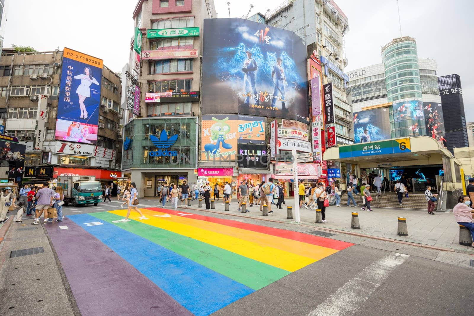 Taipei, Taiwan 13 September 2023: Taipei city street in Ximending district