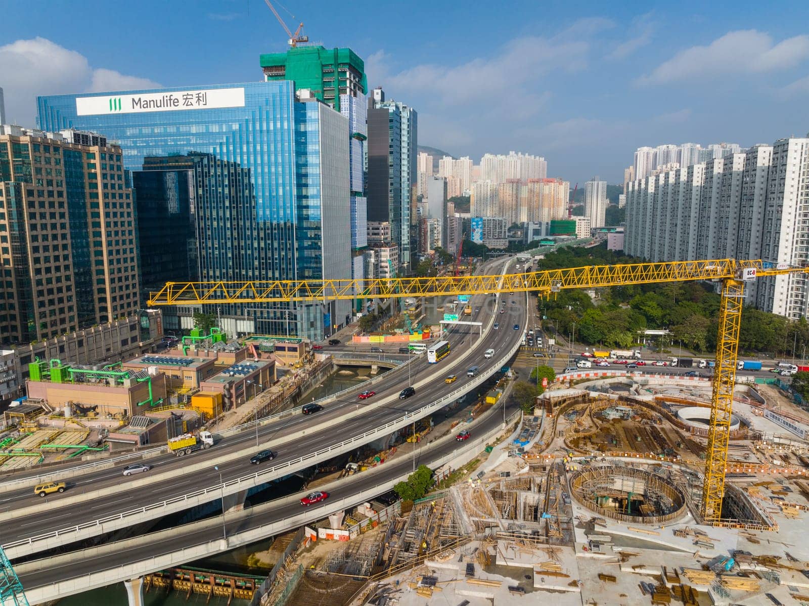 Kwun Tong, Hong Kong 28 December 2021: Hong Kong business district in Kowloon side
