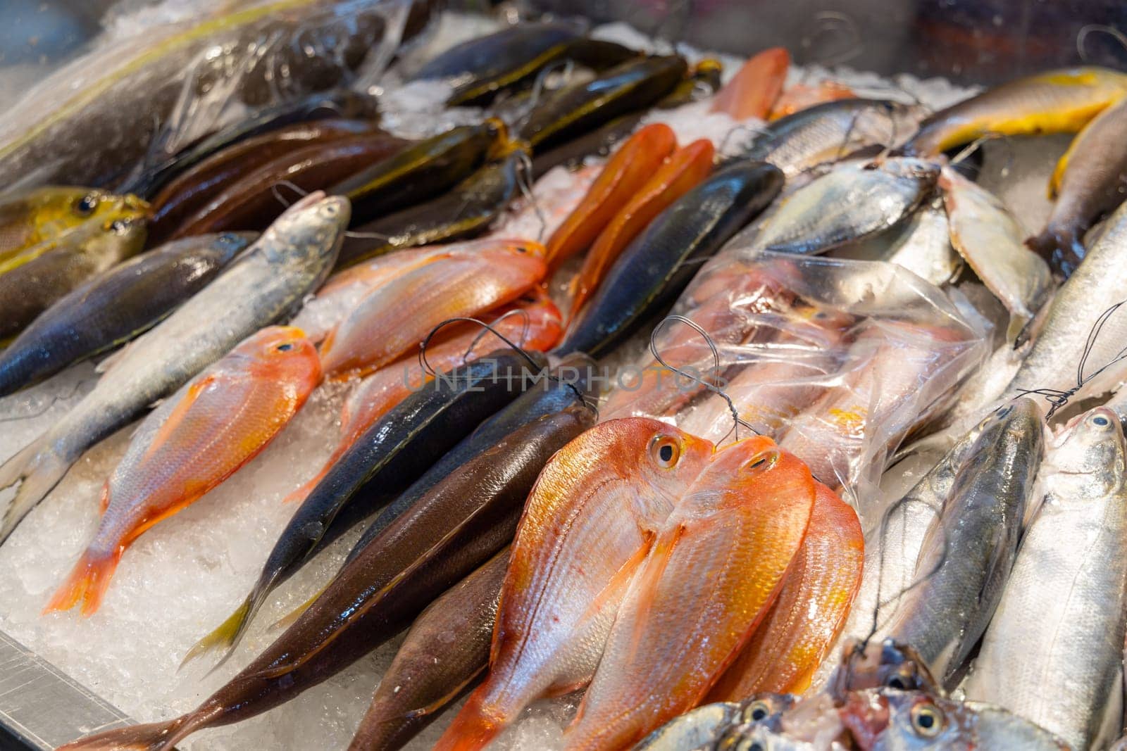 Fresh raw fish selling in wet market