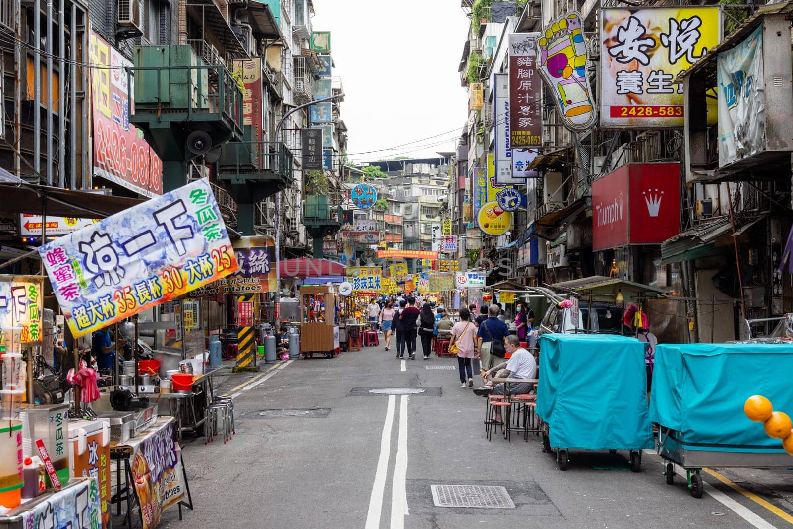 Keelung, Taiwan 19 August 2022: Keelung Miaokou Night Market in Keelung of Taiwan