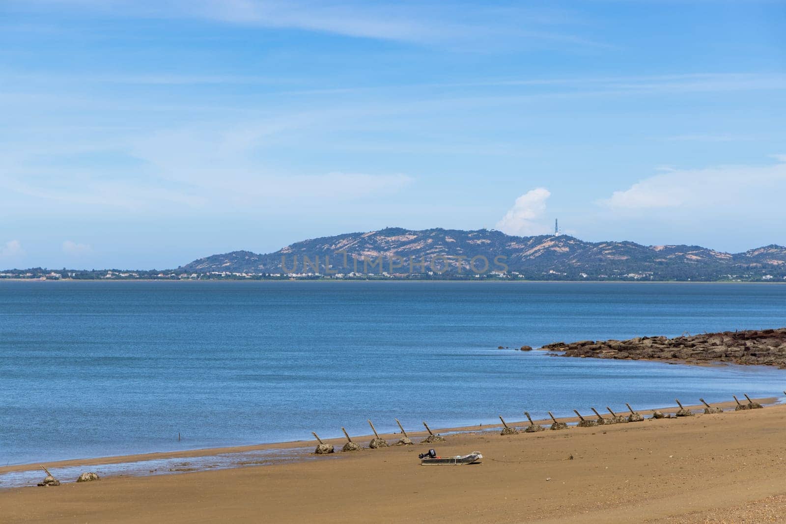 Taiwan Kinmen sand beach with anti landing spikes