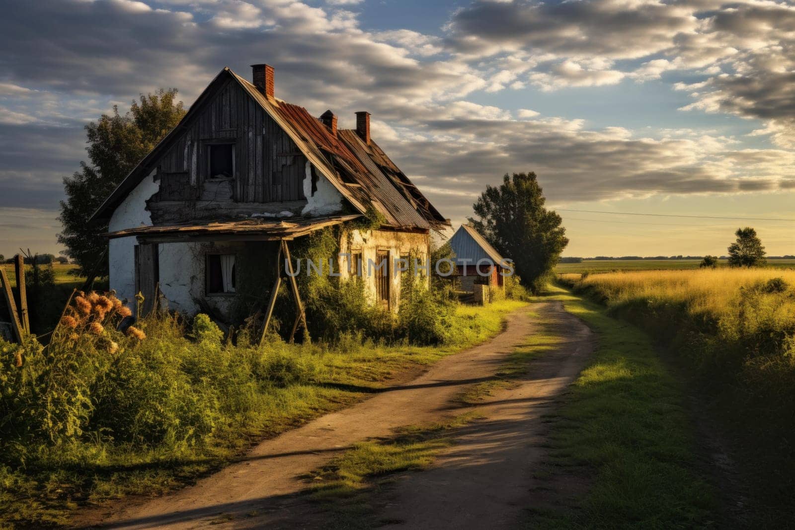 Rural Ukraine landscapes. Natural countryside village beautiful scene. Generate ai