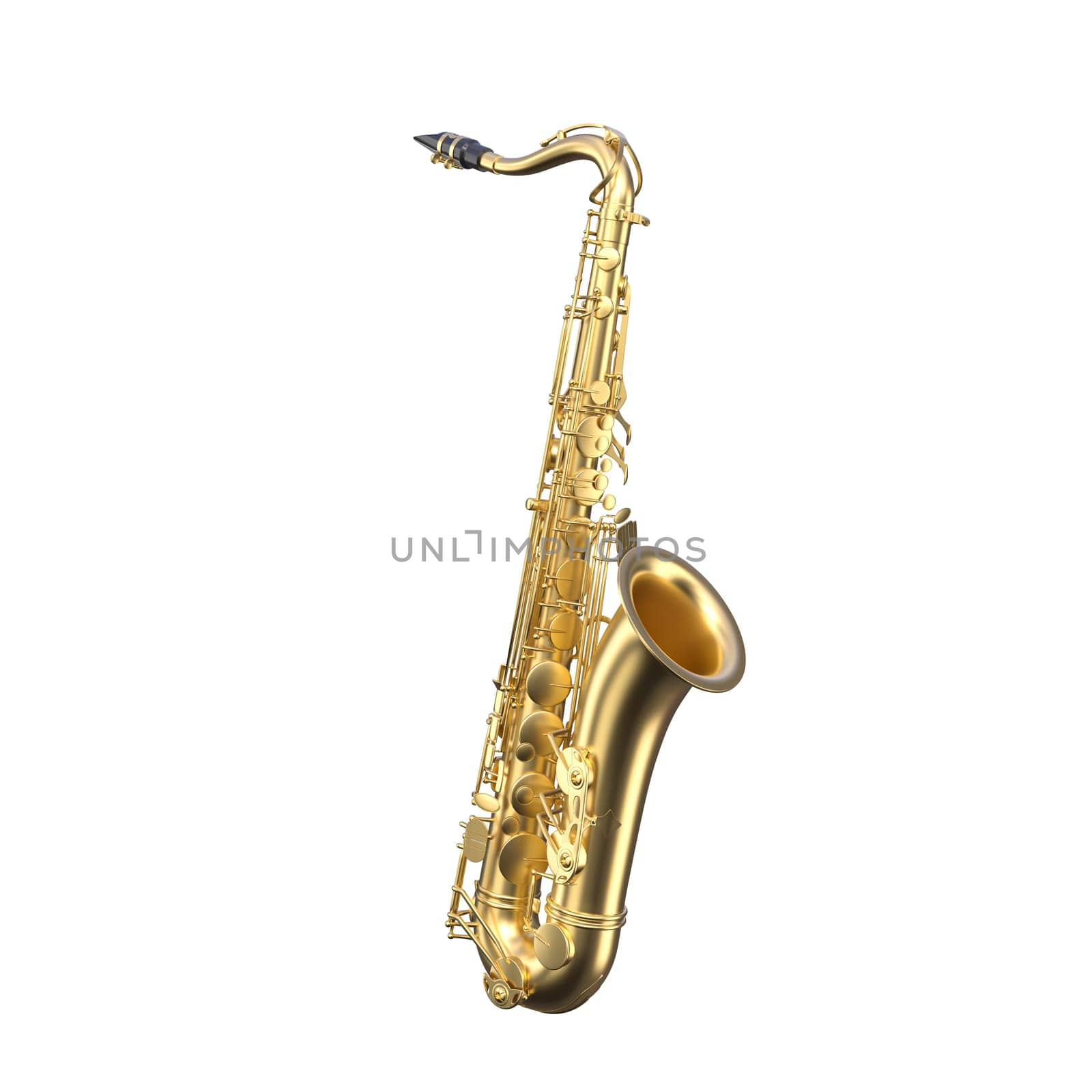 Elegant alto saxophone isolated on a white backdrop, highlighting its intricate details. 3d render