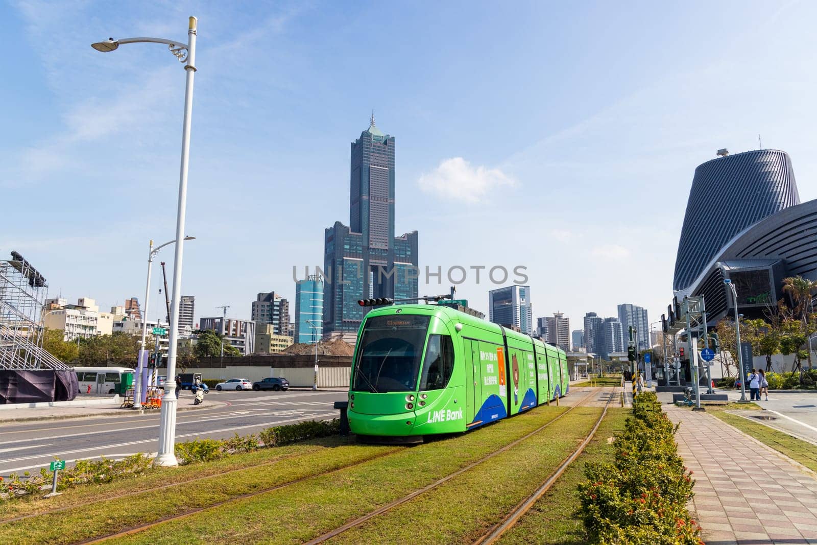 Taiwan, 01February 2024: Circular light rail train in Kaohsiung of Taiwan