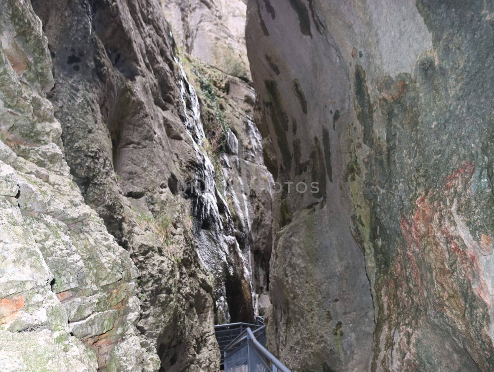 beautiful route gorge narrow path walkways deep river spain