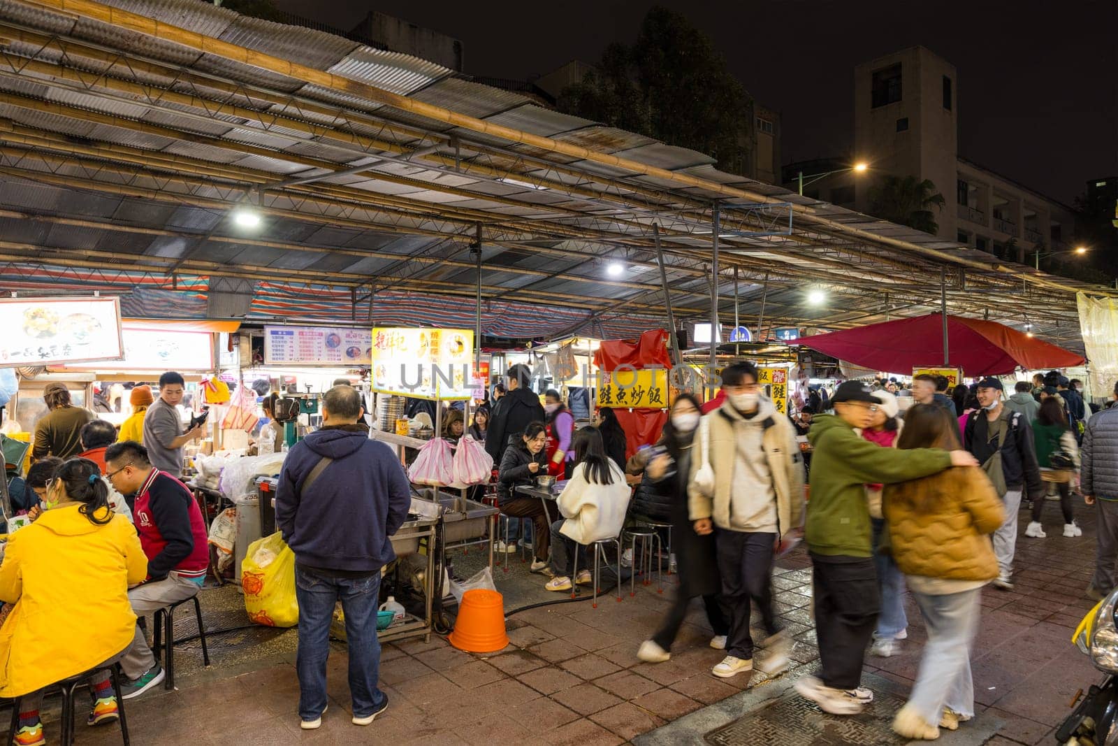 Taipei, Taiwan 26 January 2024: Ningxia street market in Taipei city at night