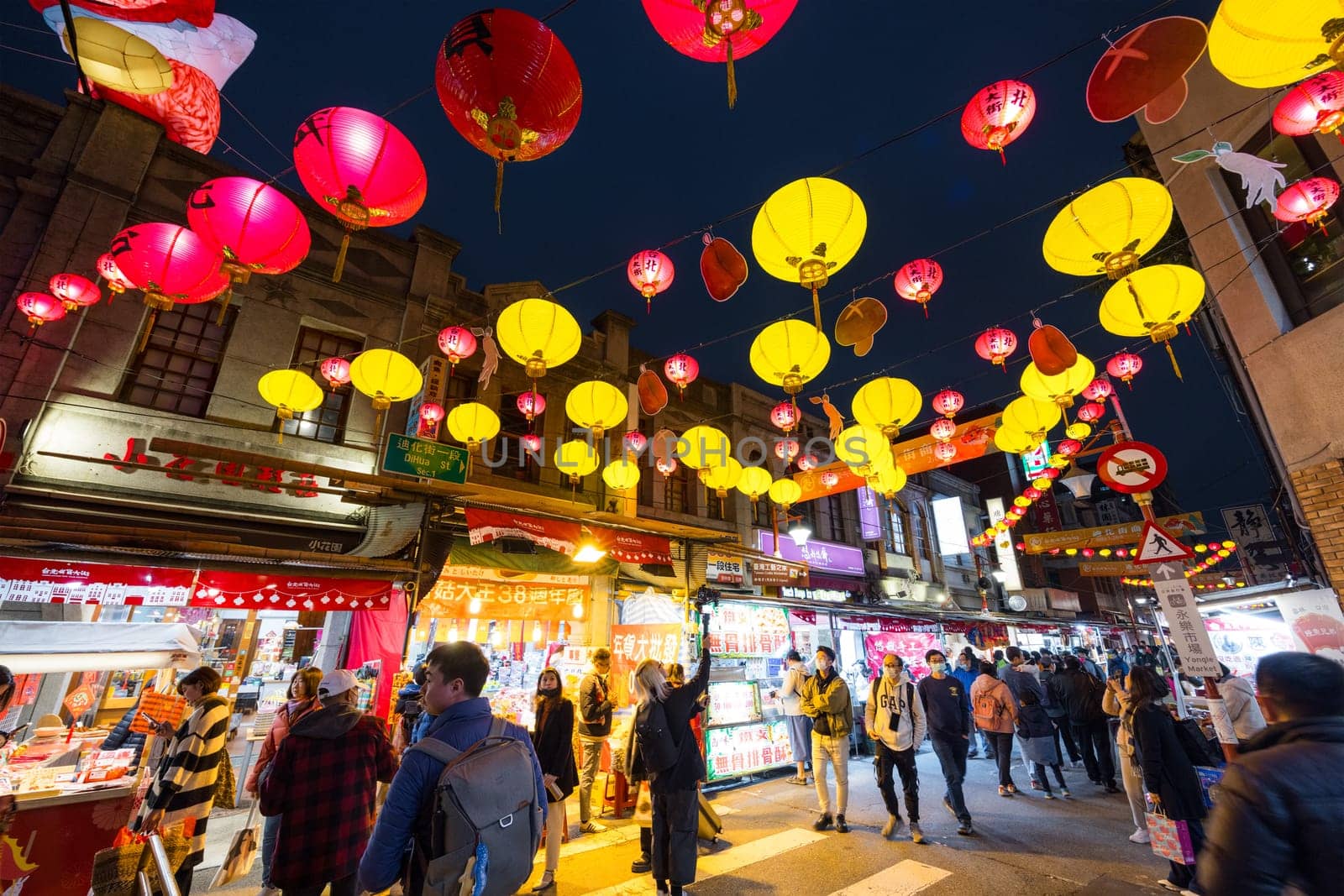 Taipei, Taiwan 26 January 2024: Lunar new year traditional market in Dihua street at Taipei City