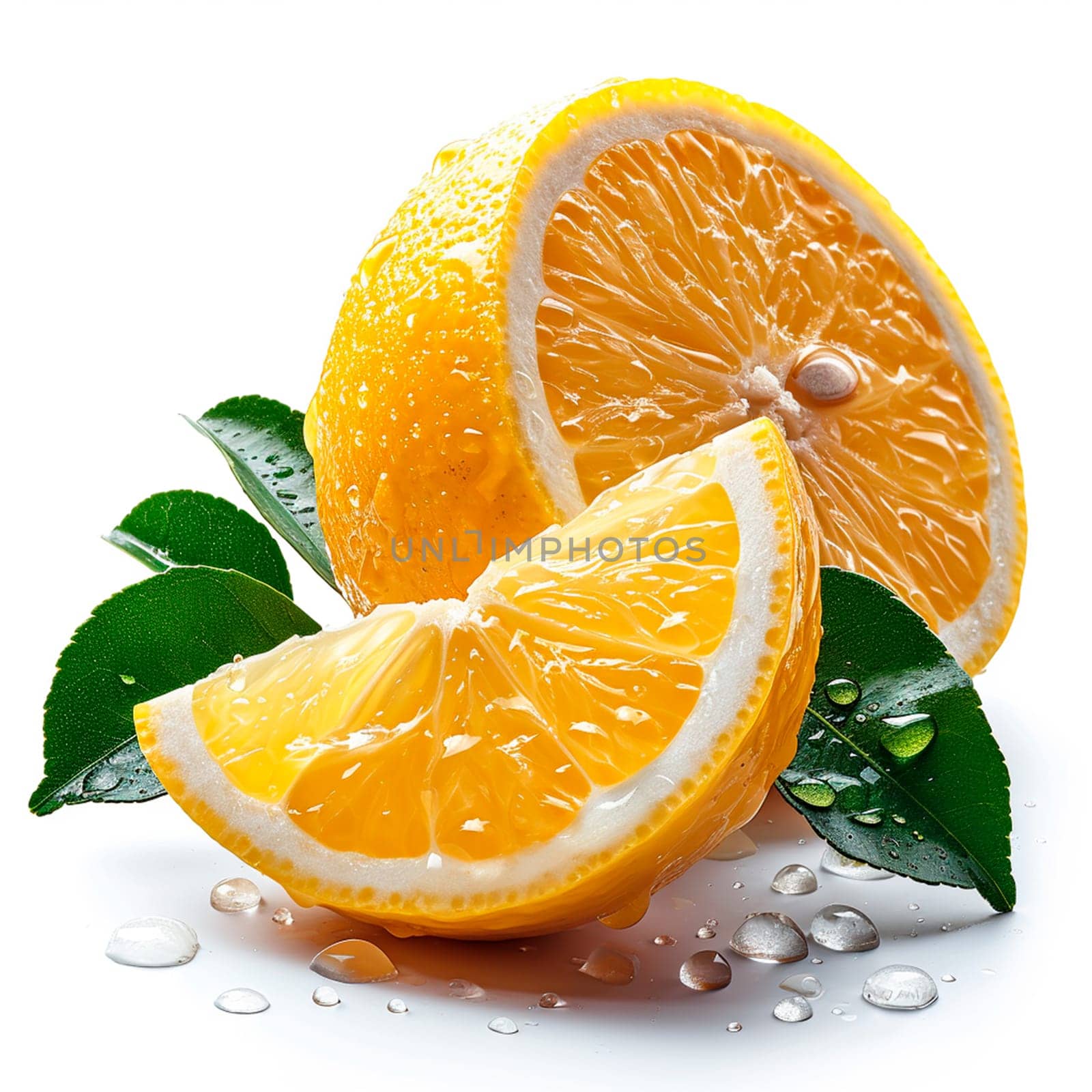 Fresh lemon on white isolated background AI generated image