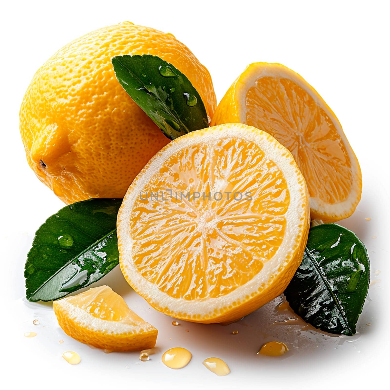 Fresh lemon on white isolated background AI generated image