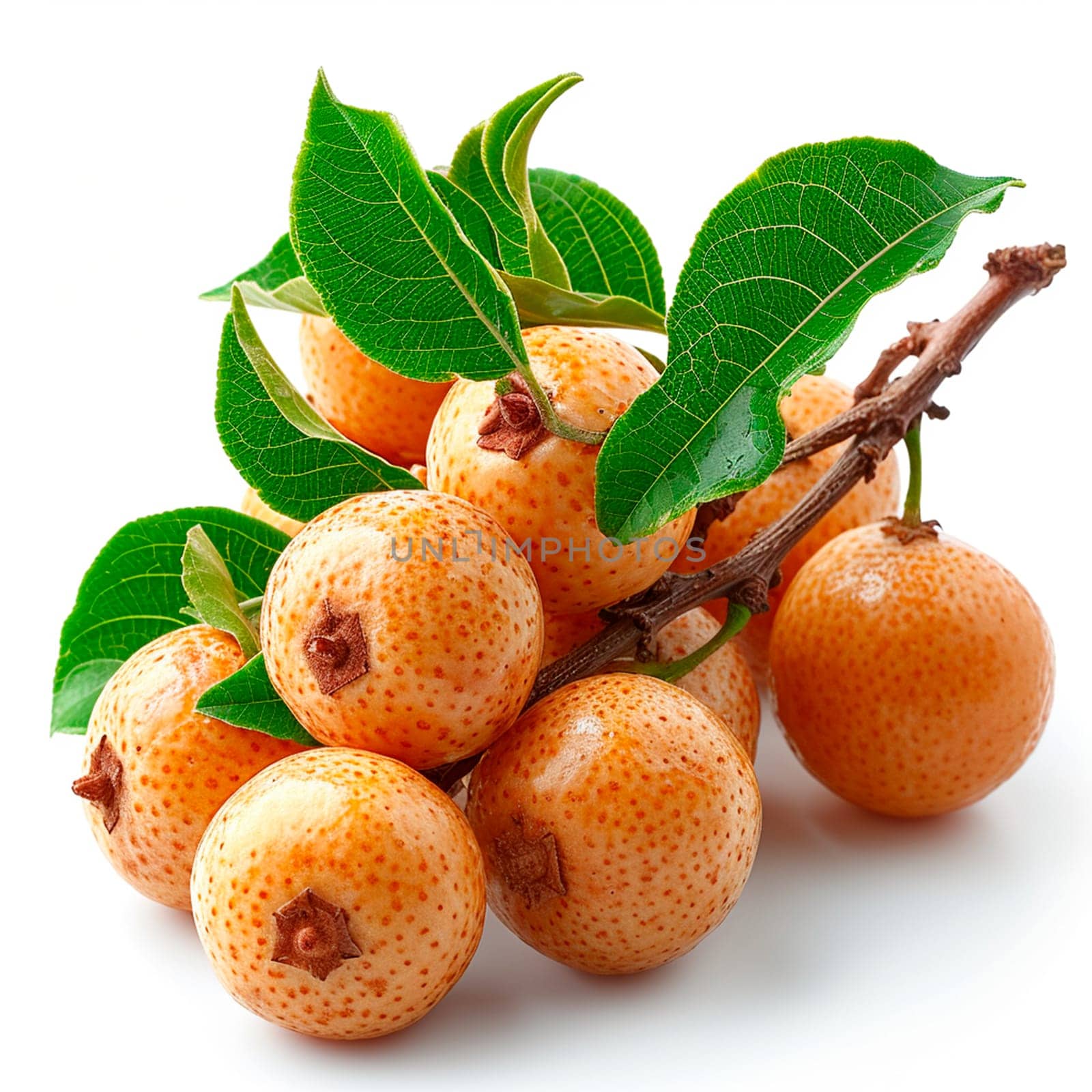 Longan, exotic fruit on white isolated background AI generated image