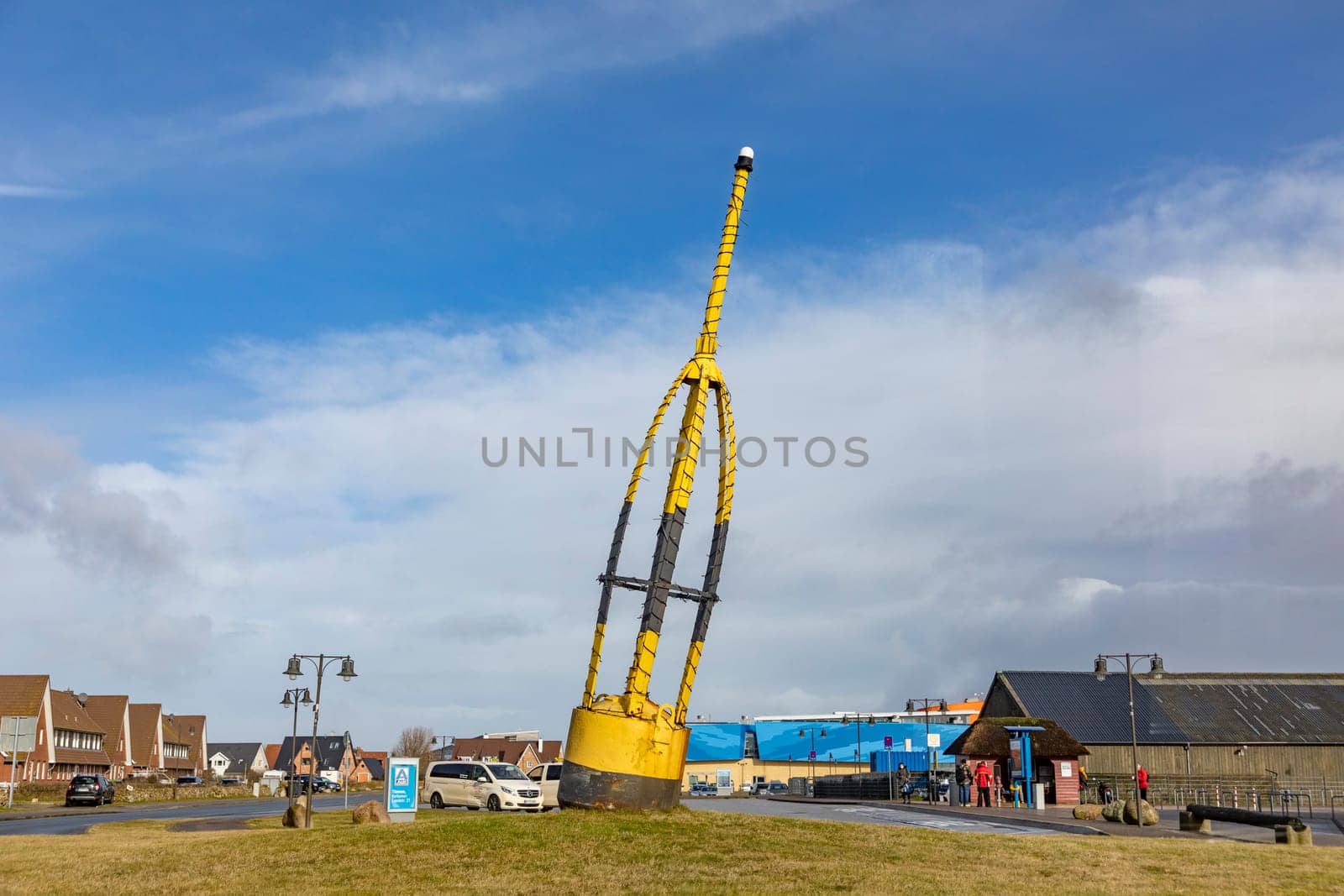 List, Germany - February 17, 2022: sculpture of a buoy at a roundabout in the village of List on the island of Sylt.