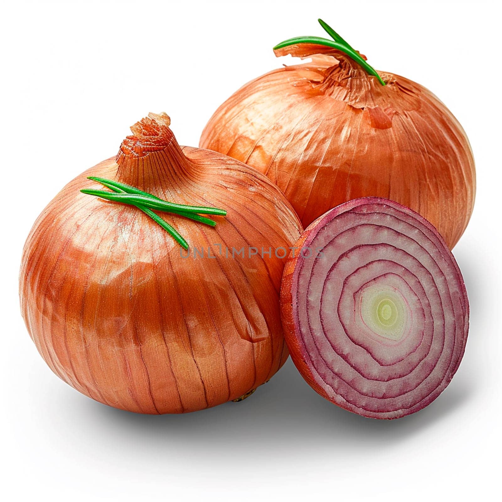 Fresh whole red onion on white isolated background AI generated image