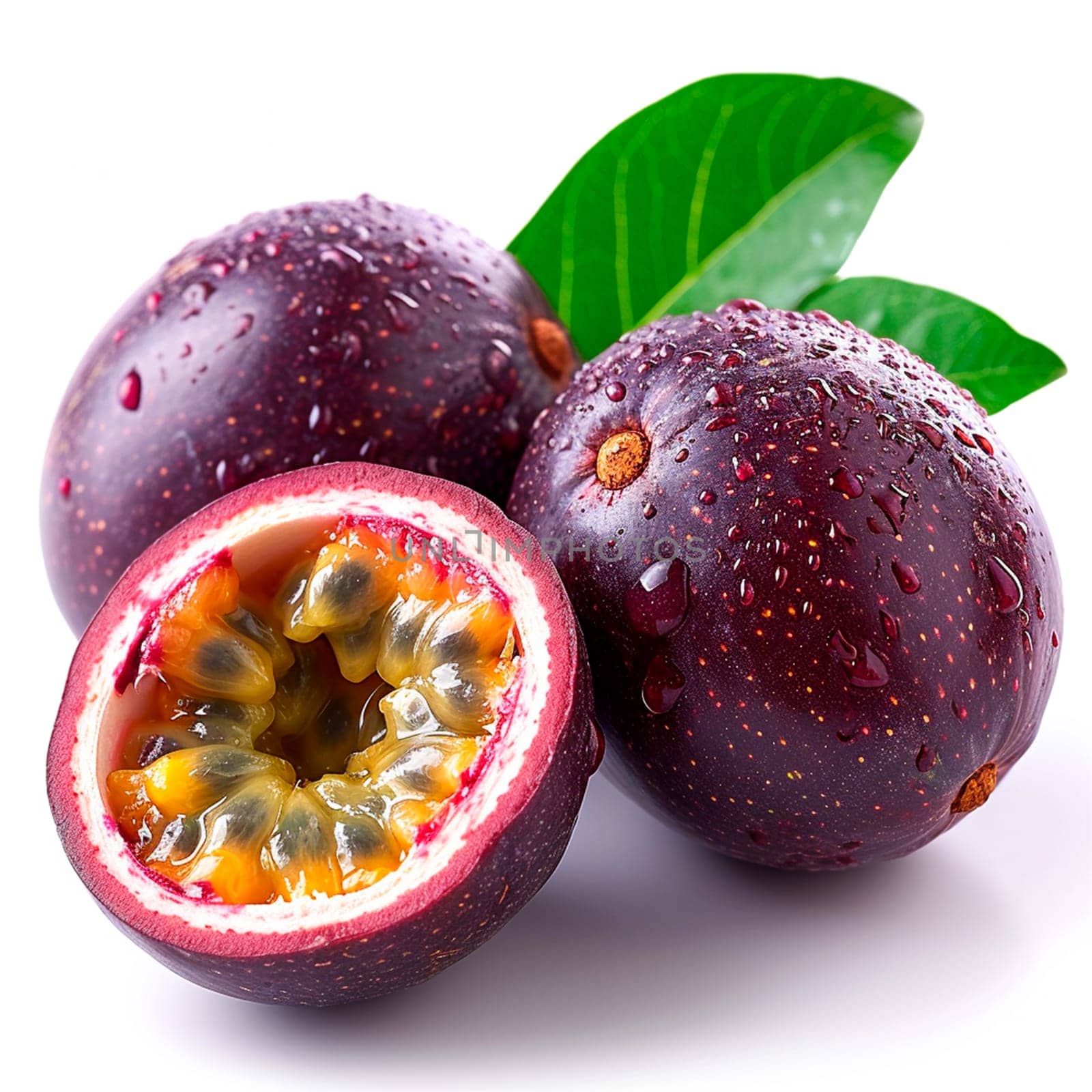 Exotic passion fruit fruit on white isolated background AI generated image