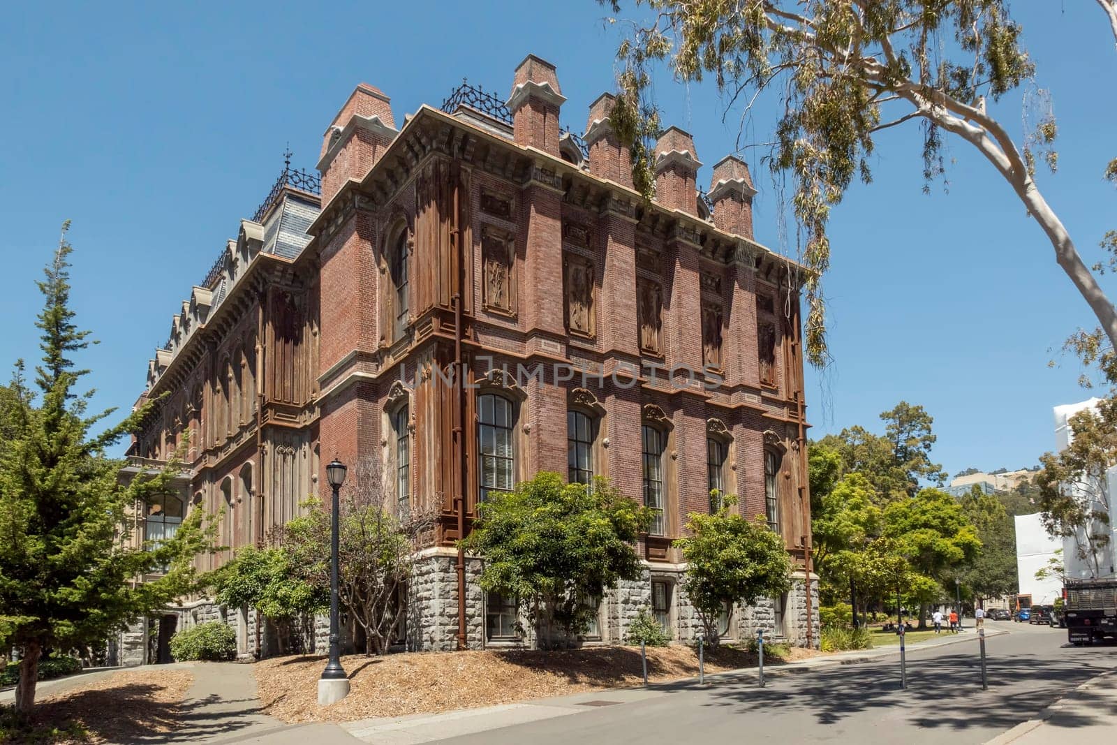 Berkeley, USA - May 18, 2022:  University building on the campus of the University of California. Berkeley is the fourth largest University  in the United States.