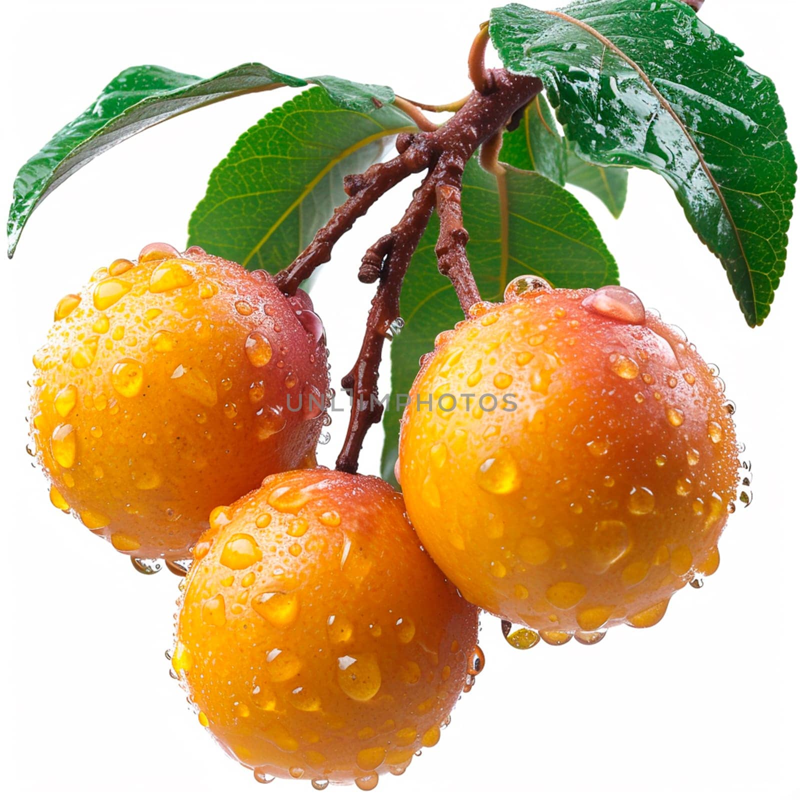 Exotic marula fruit on white isolated background AI generated image