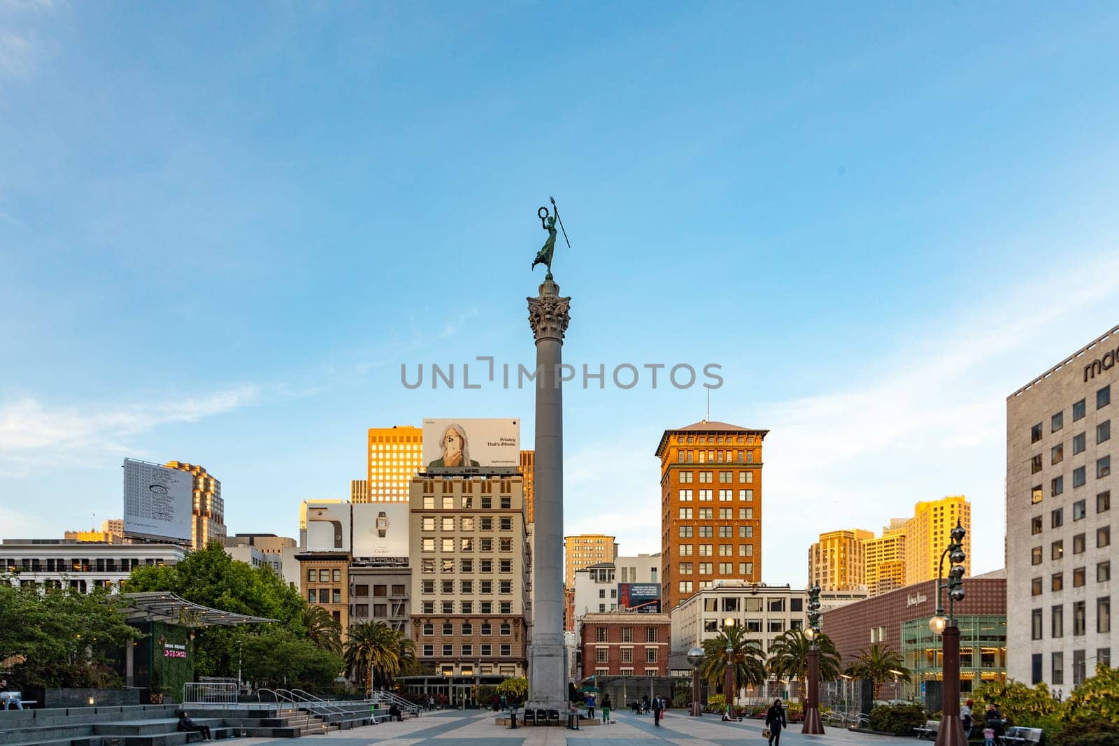 San Francisco, USA - May 18, 2022: view to Union Square in late afternoon.