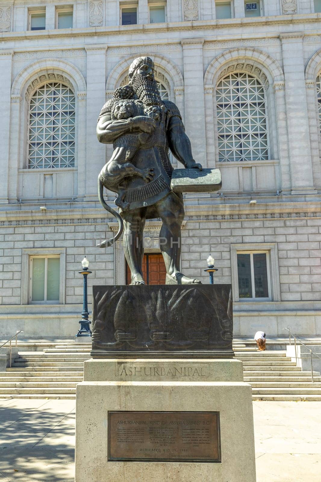 San Francisco, USA - May 19, 2022:  Statue of the Assyrian King Ashurbanipal in San Francisco, California USA.Sculptor Fred Parhad created the statue to celebrate the 210th year of american sovereignity.