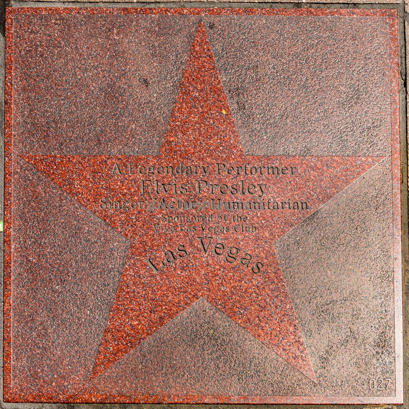 Las Vegas, USA - May 23, 2022: Elvis Presley is honored with a name tile at walk of fame in Las Vegas at the strip.
