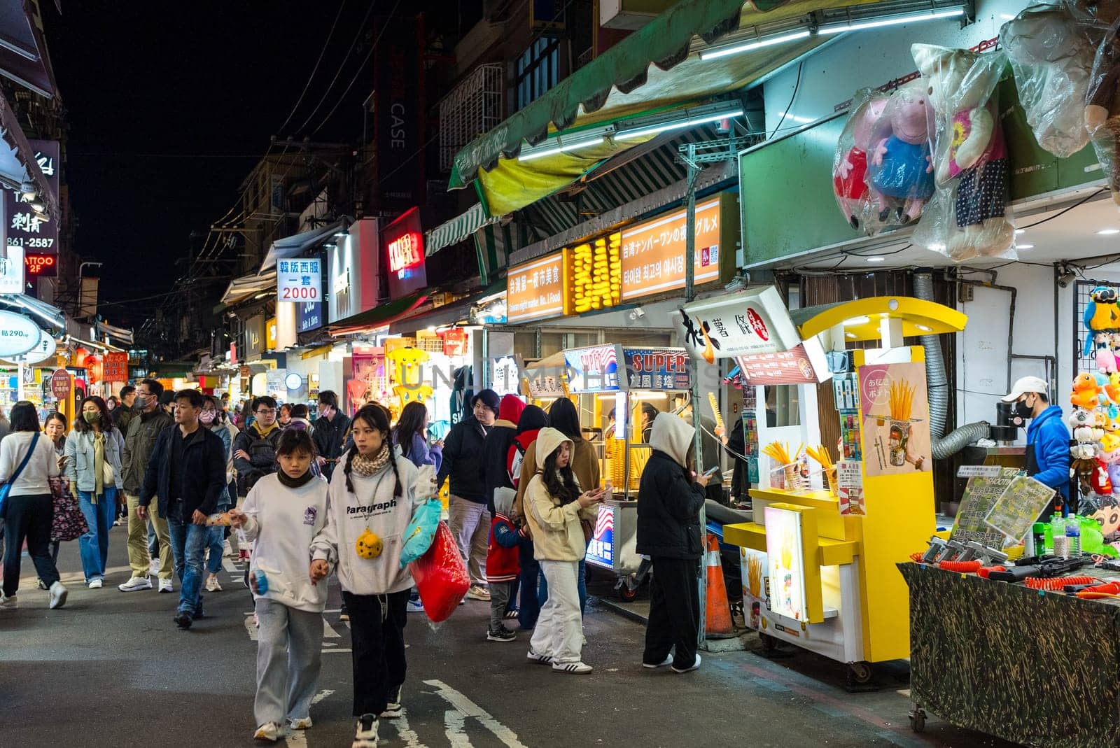 Taipei, Taiwan 11 January 2024: Taipei city street market in Shilin District at night