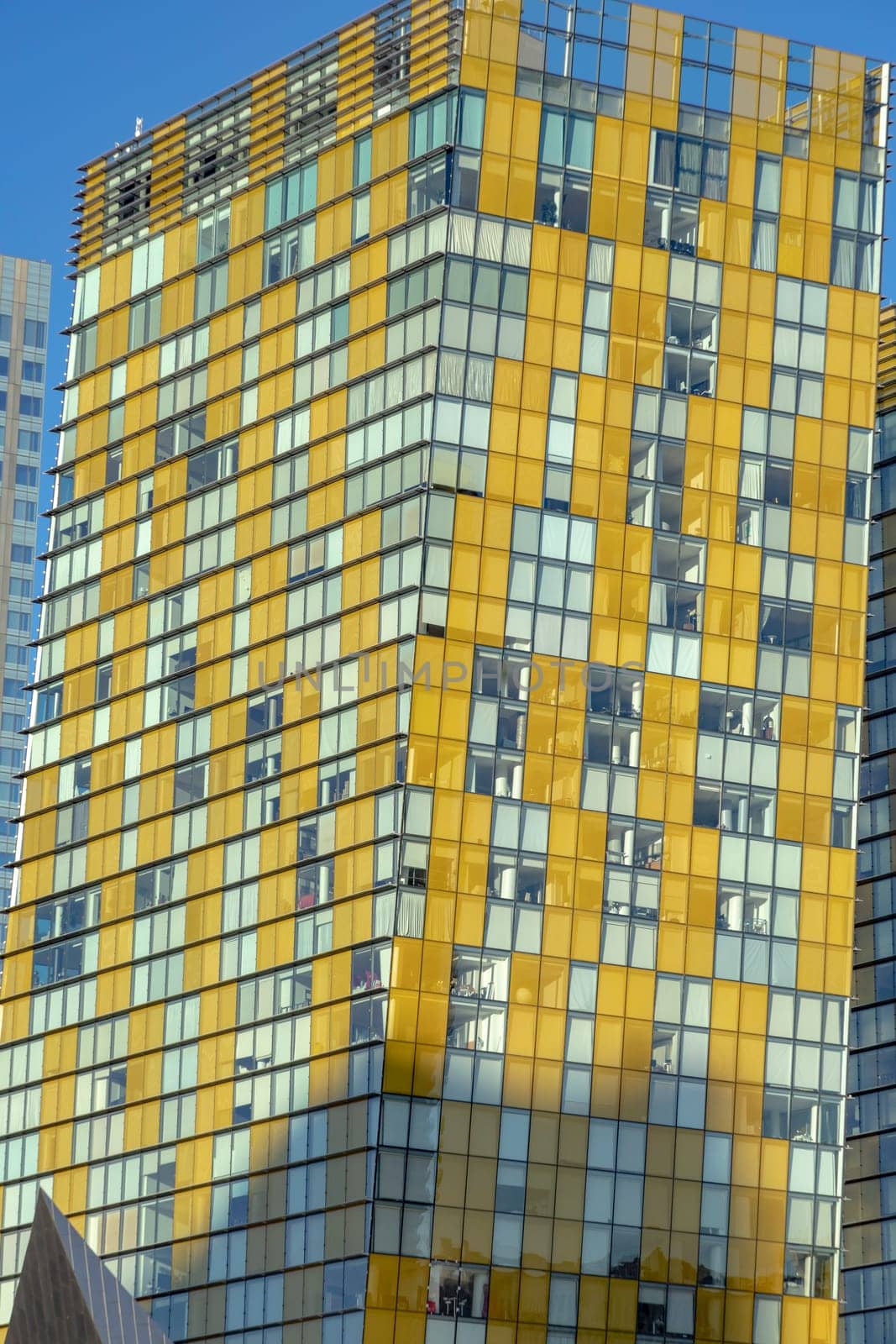 Las Vegas, USA - May 25, 2022: harmonic pattern of generic facade of a skyscraper.