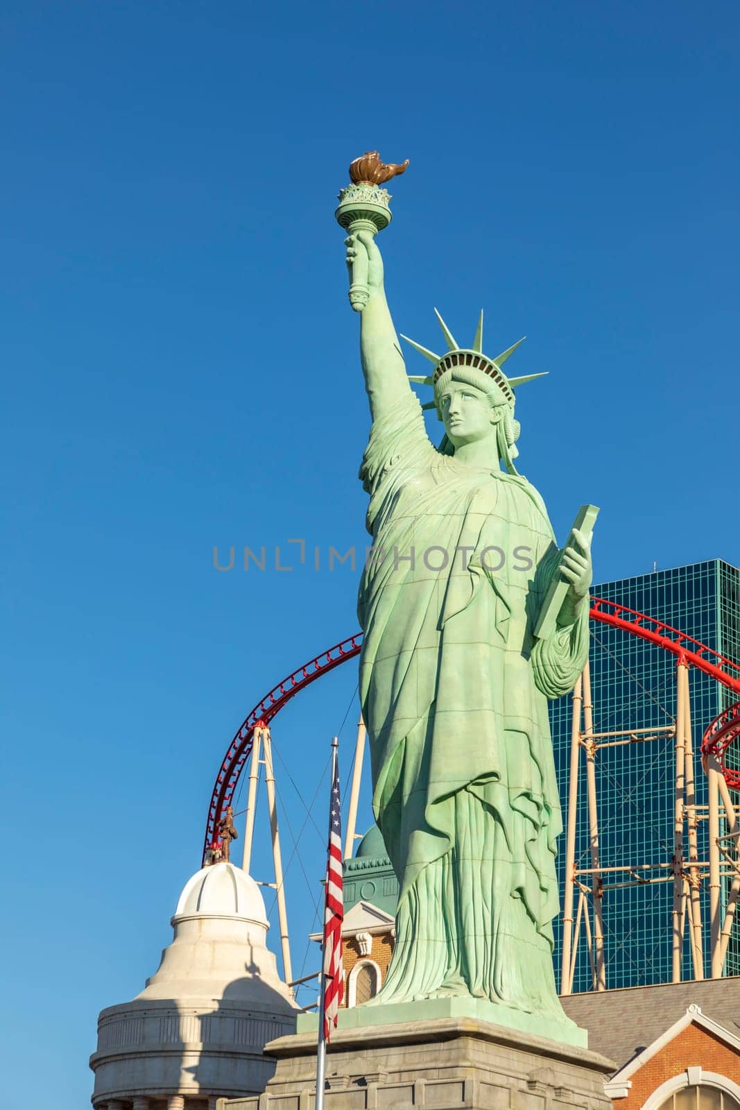 Las Vegas, USA - May 25, 2022: statue of Liberty at New York-New York Hotel and Casino located on Las Vegas Boulevard South, in Paradise, Nevada.