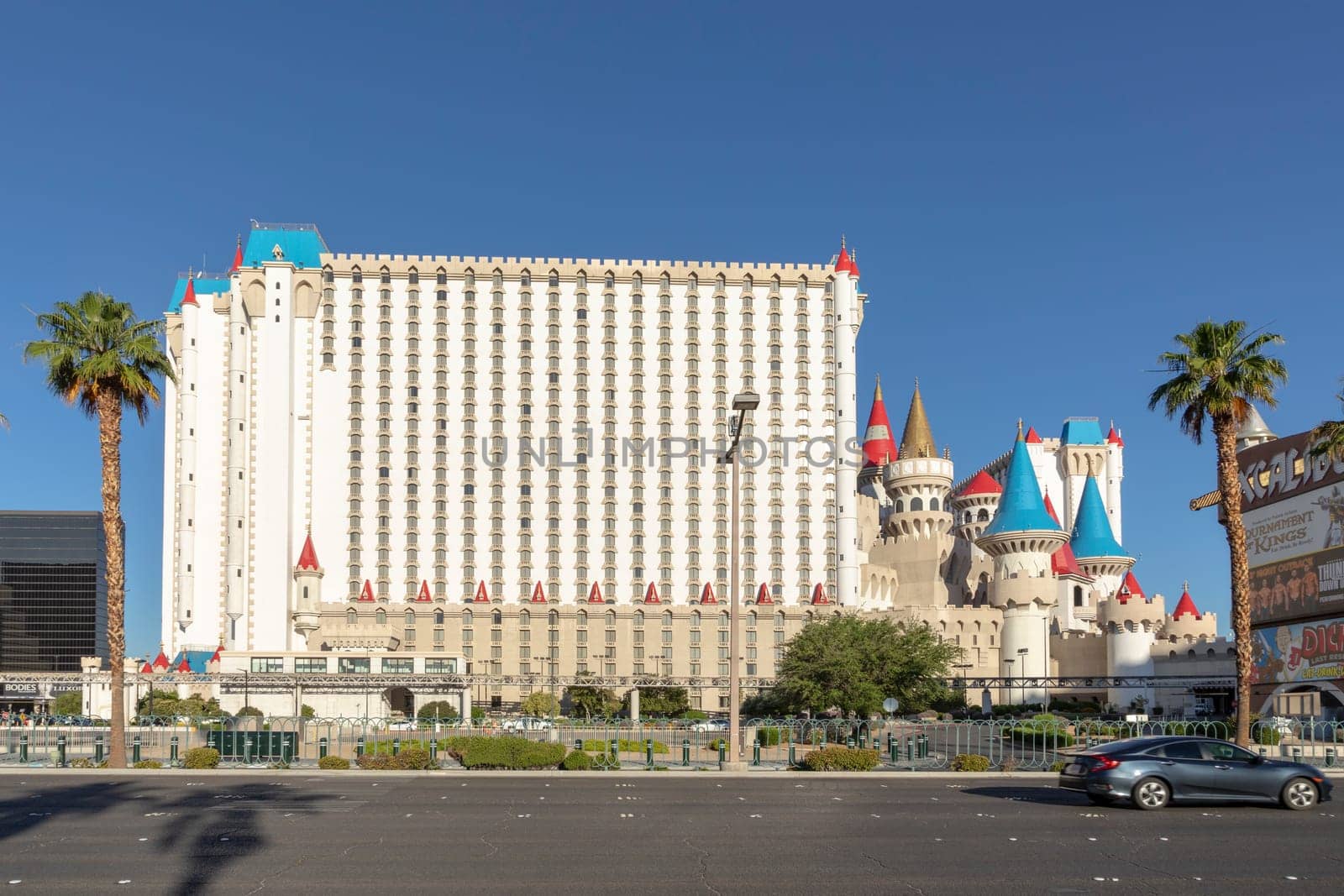 Las Vegas, USA - May 25, 2022: Excalibur Hotel and Casino in Las Vegas, Nevada. Its owner - MGM Resorts reported strong net revenue gain of 43 percent to  USD 2.23 billion in third quarter 2011.