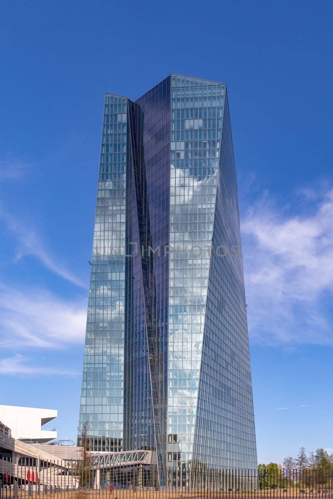 Frankfurt, Germany - August 25, 2022: new building of the european central bank in Frankfurt at daytime.