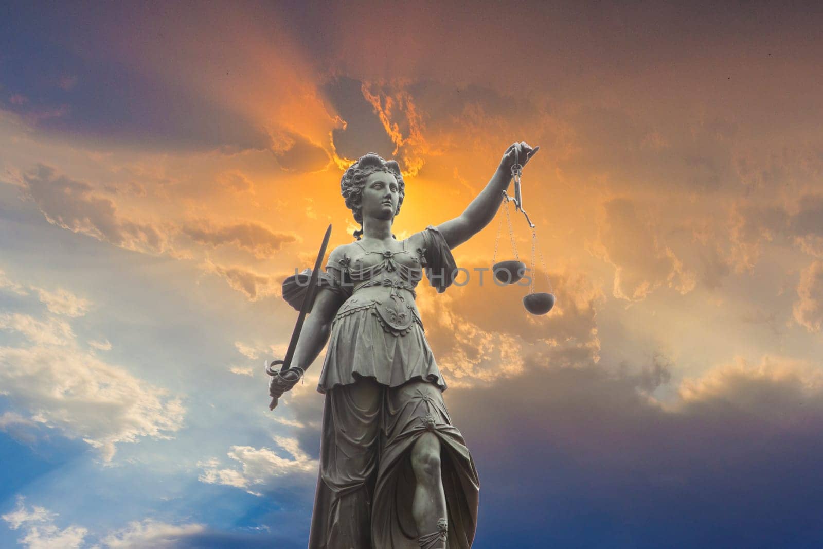 Frankfurt, Germany - March 21, 2023: lady justice as symbol of equal right at the roemer in Frankfurt, Germany