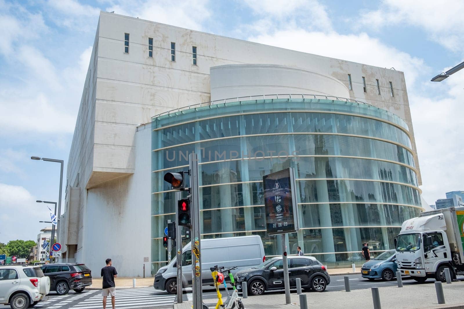 Tel Aviv, Israel - May 18, 2023: The Habima Theater is the national theatre of Israel and one of the first Hebrew language theatres. It is located in Habima Square in the center of Tel Aviv.