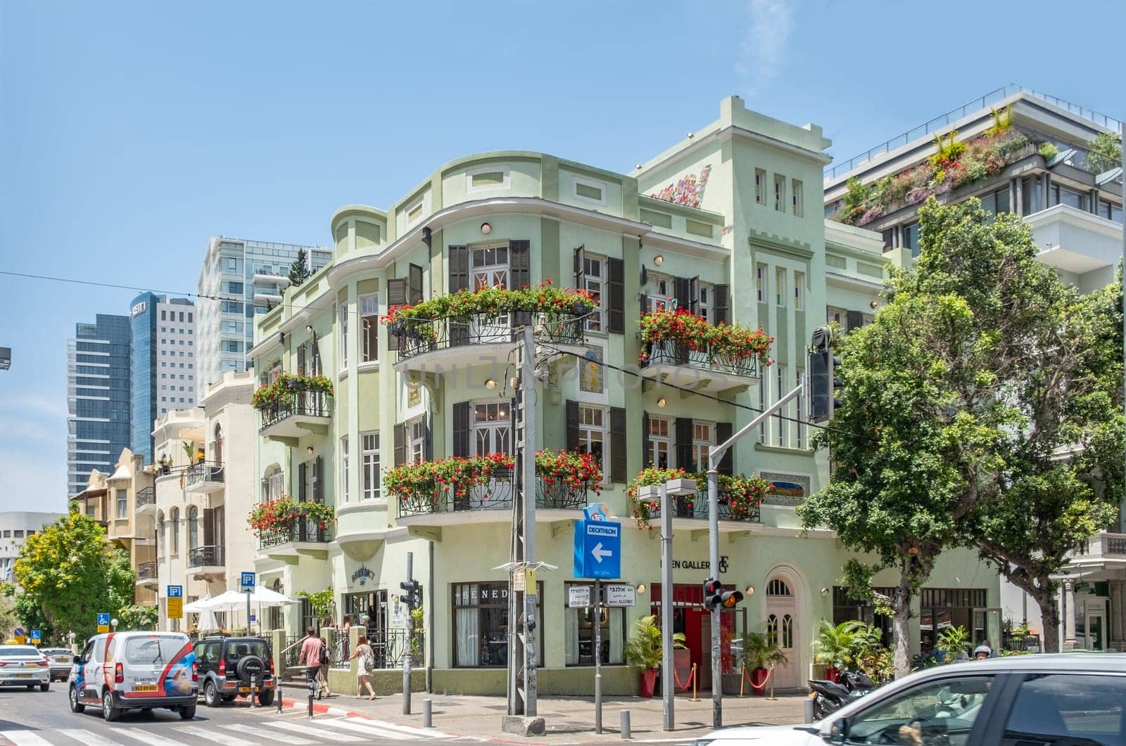 Tel Aviv, Israel - May 18, 2023: Tel Aviv is home to some of the most beautiful Bauhaus buildings in the world.