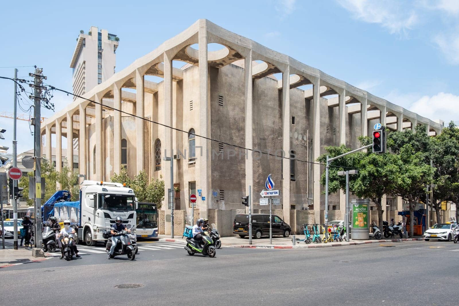 Tel Aviv, Israel - May 18, 2023: The Great Synagogue of Tel Aviv, Israel in the center of Tel Aviv.