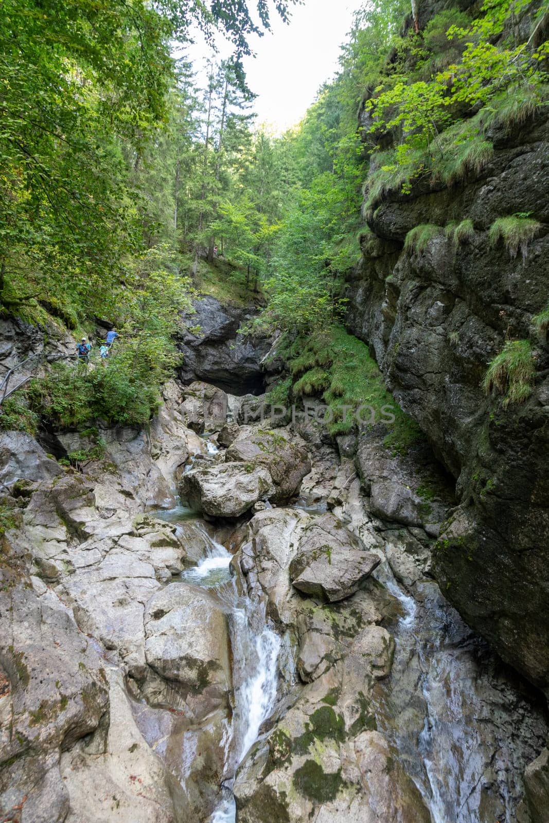 Sonthofen, Germany - September 17, 2023: The Starzlachklamm, a beautiful gorge at the foot of the Grunten near Sonfhofen, Immenstadt im Allgau