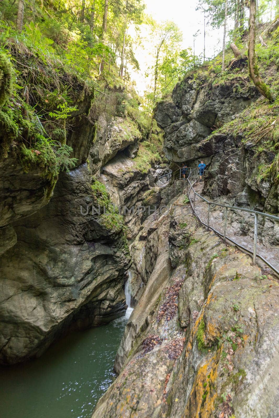 Sonthofen, Germany - September 17, 2023: The Starzlachklamm, a beautiful gorge at the foot of the Grunten near Sonfhofen, Immenstadt im Allgau