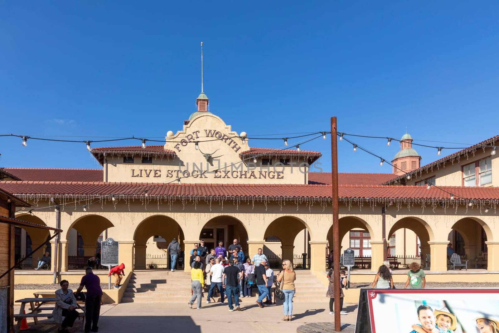 Fort Worth, Texas - November 4, 2023: The Live Stock Exchange building located in the famous Stockyards is now home to the North Fort Worth Historical Society Museum, Ft Worth, Texas