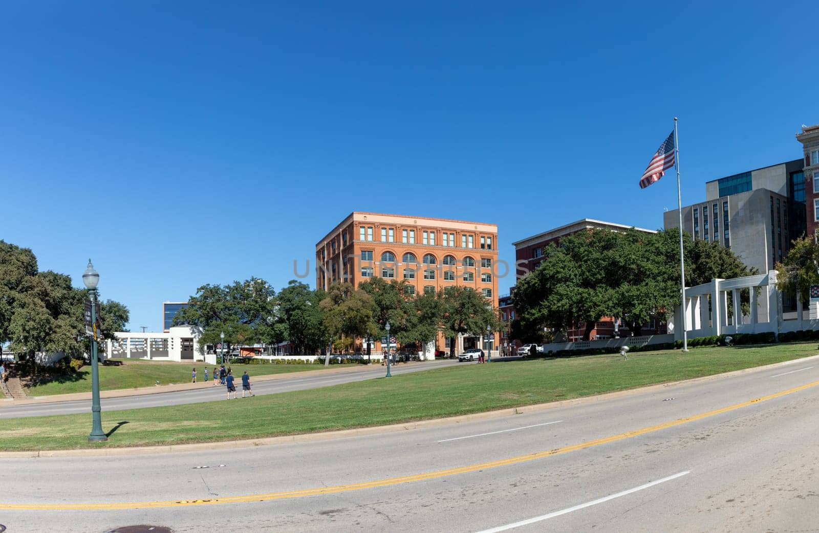 Dallas, USA - November 6, 2023:view at the dealey place in Dallas, the place of the assassination of John f. Kennedy in Dallas.