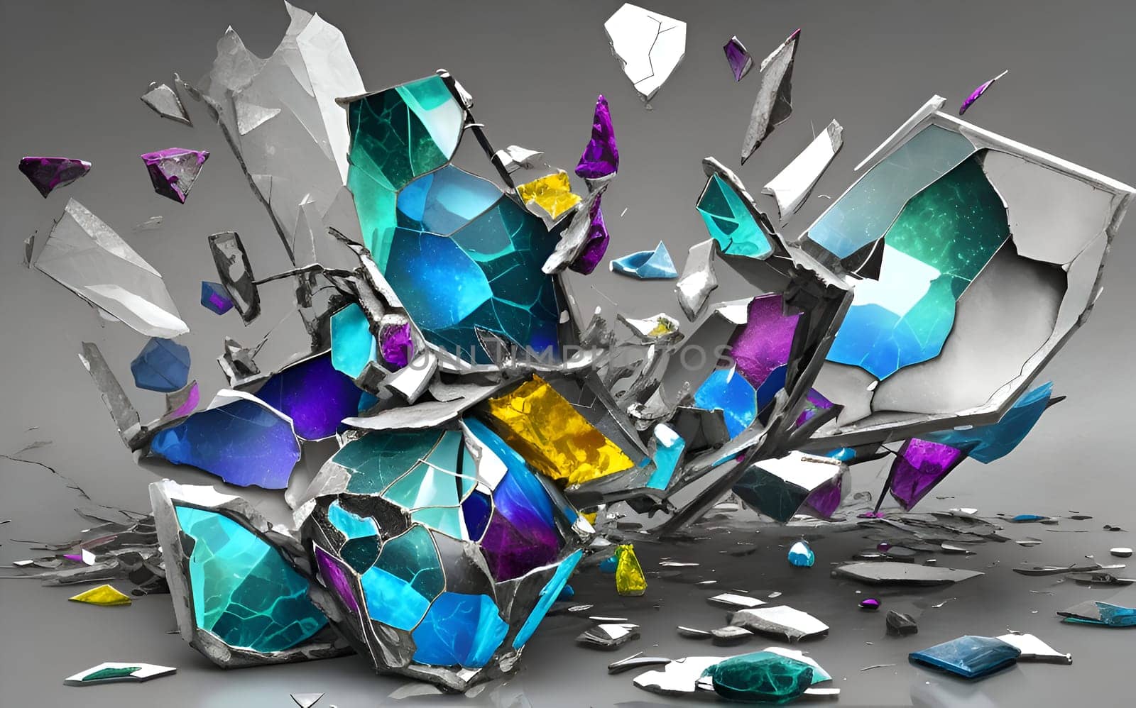 Abstract artistic closeup of the broken glass