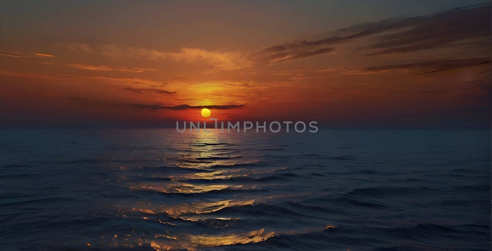 Deep beautiful sunset at the sea