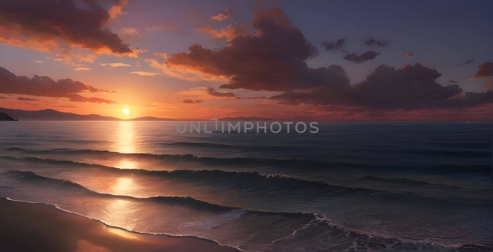 Deep beautiful sunset at the sea