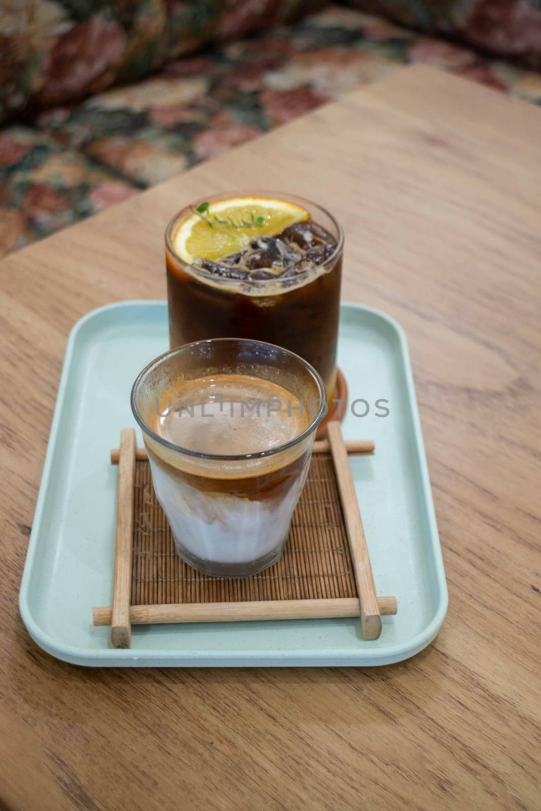 Coffee time with dirty coffee glass on table, stock photo