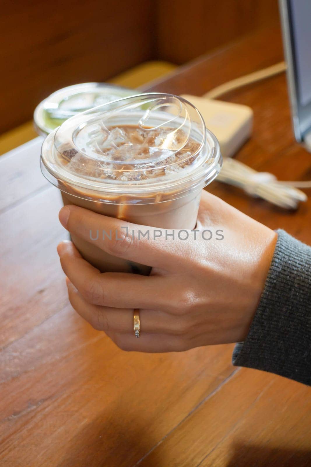fresh iced coffee latte drink, stock photo