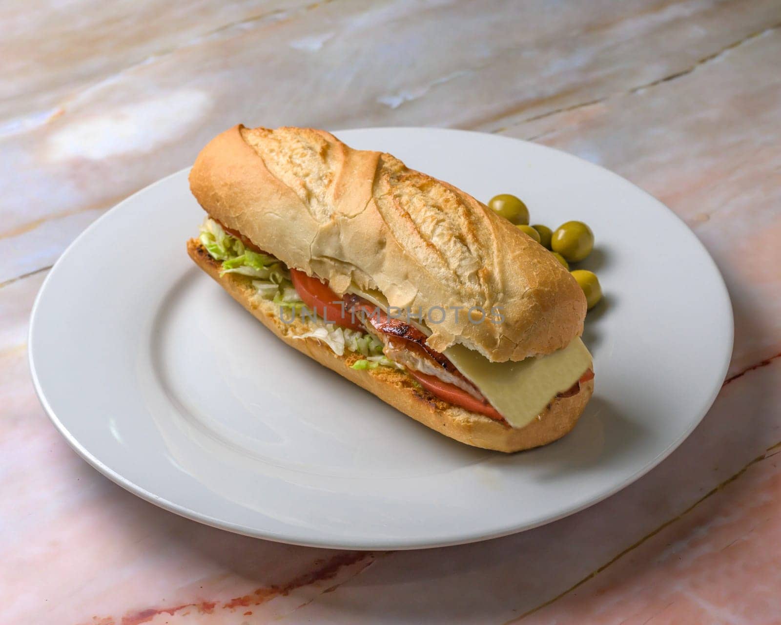 single view of sandwich on a white plate