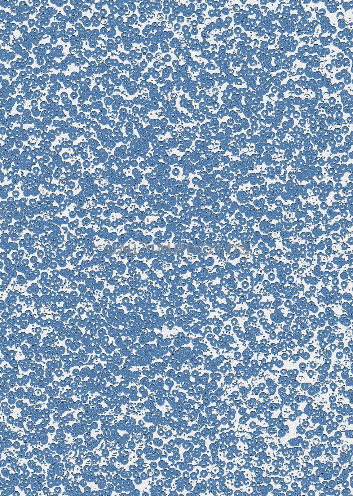 Abstract decorative background texture of rounded blue particles with a hole in the center close-up view from above
