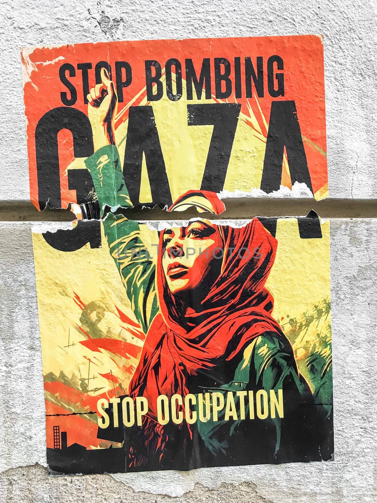 Protest propaganda poster against the war between Hamas and Israel