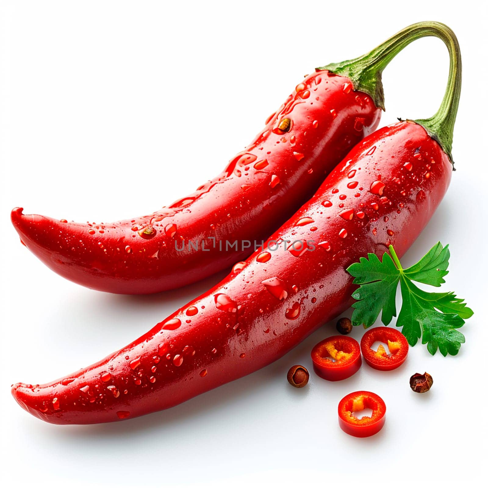 Hot chili pepper on white isolated background AI generated image